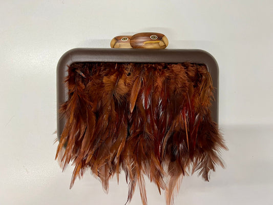 SyetVie Marquetry and Feather Bag