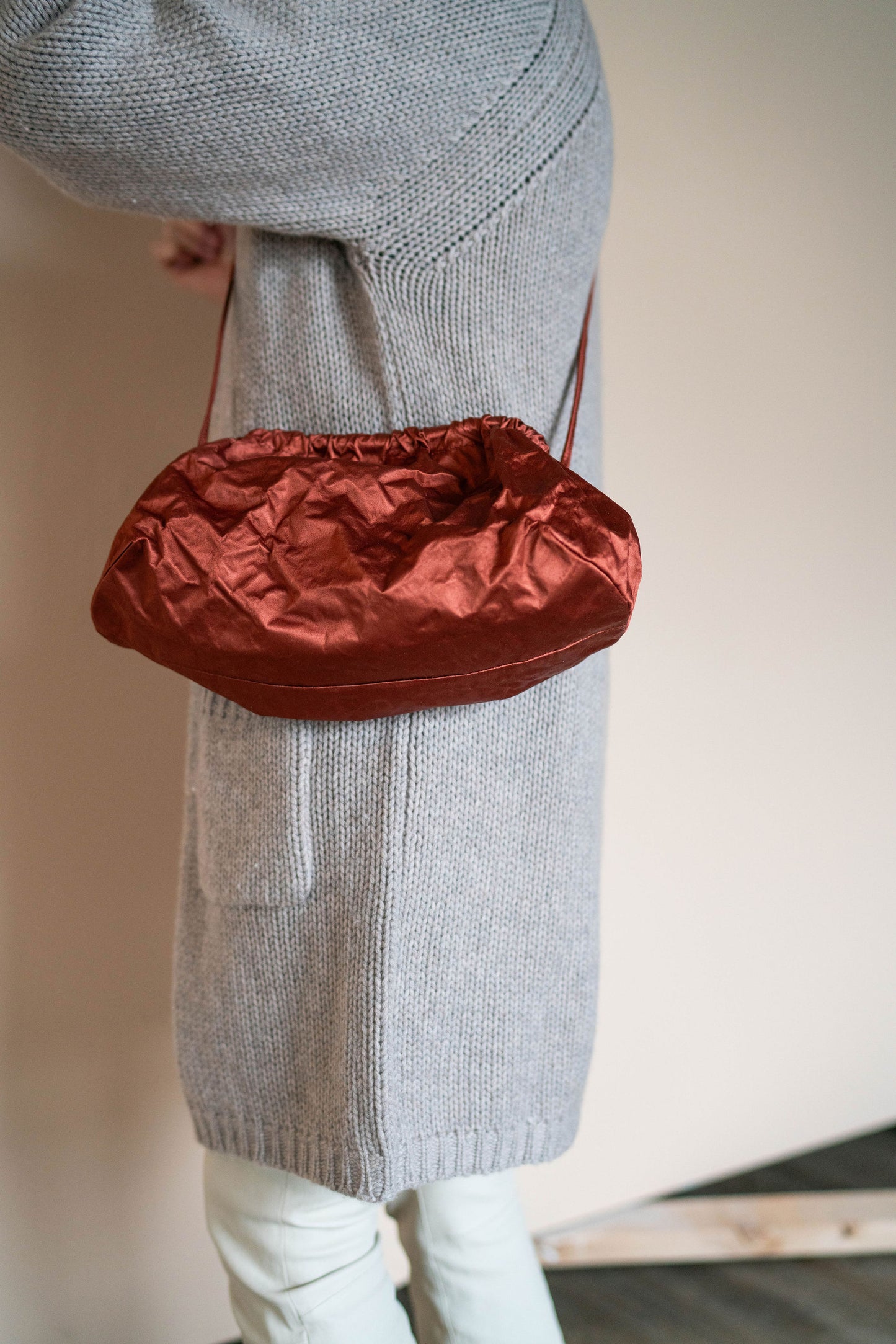 Satin Clutch With Long Strap