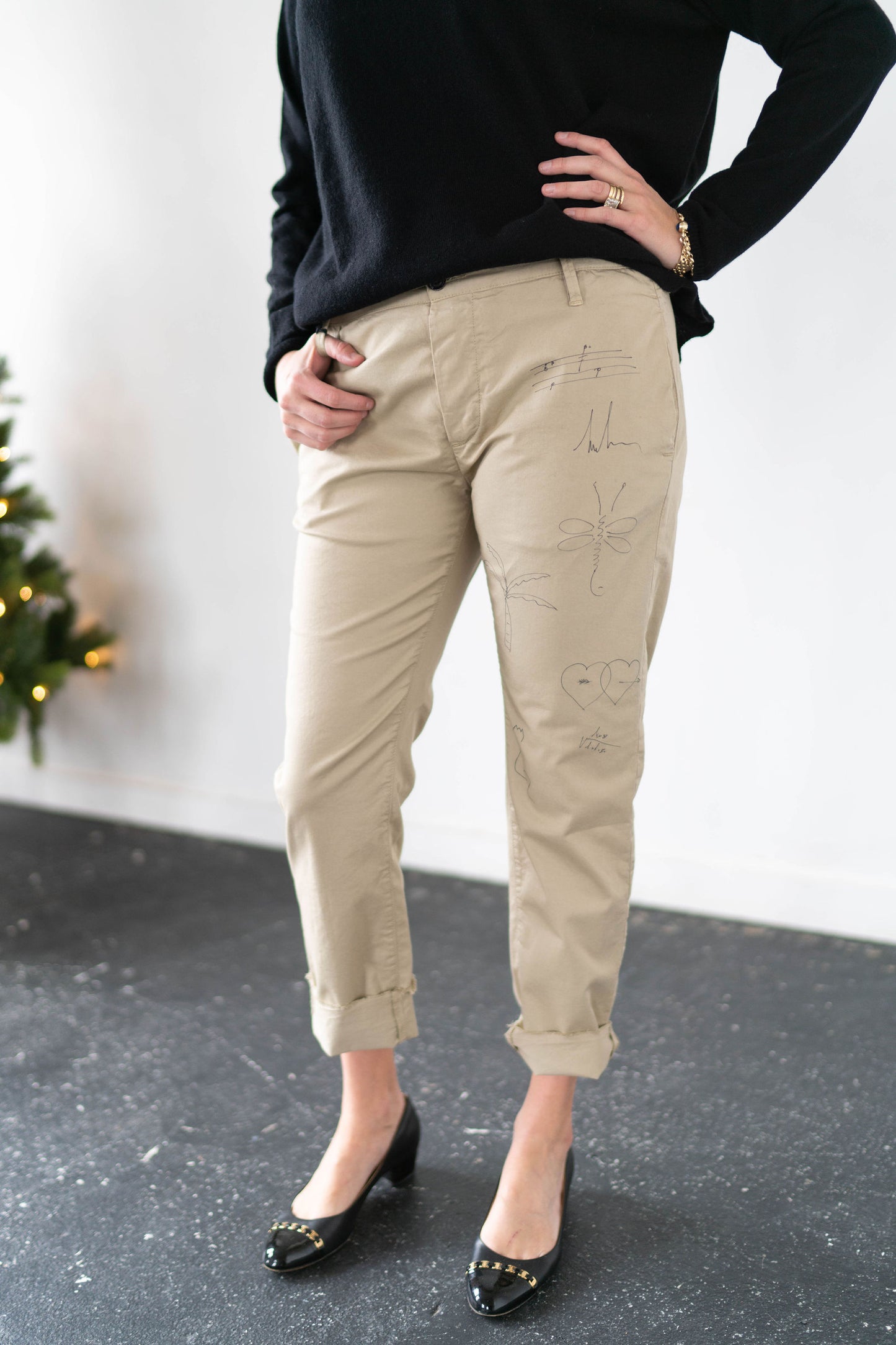 Maurizio Massimino Scribble Boyfriend Khakis